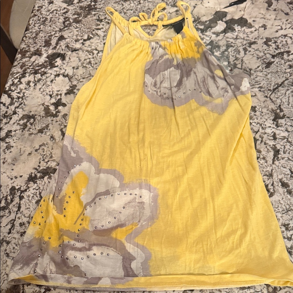 INC International Concepts Yellow and Gray Tank Top